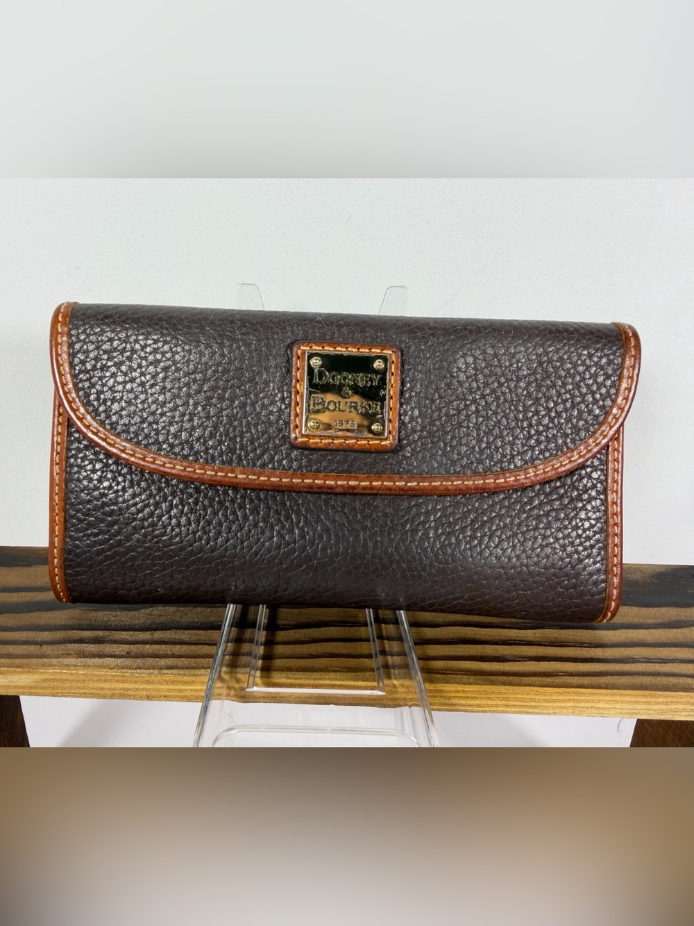 2157: Dooney & Bourke Brown Pebble Leather Continental Wallet